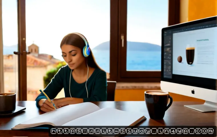 Home 11 몰입형 학습을 위한 콘텐츠 제작 가이드 - Photorealistic Italian university student creating immersive learning content at a clean home desk, ...